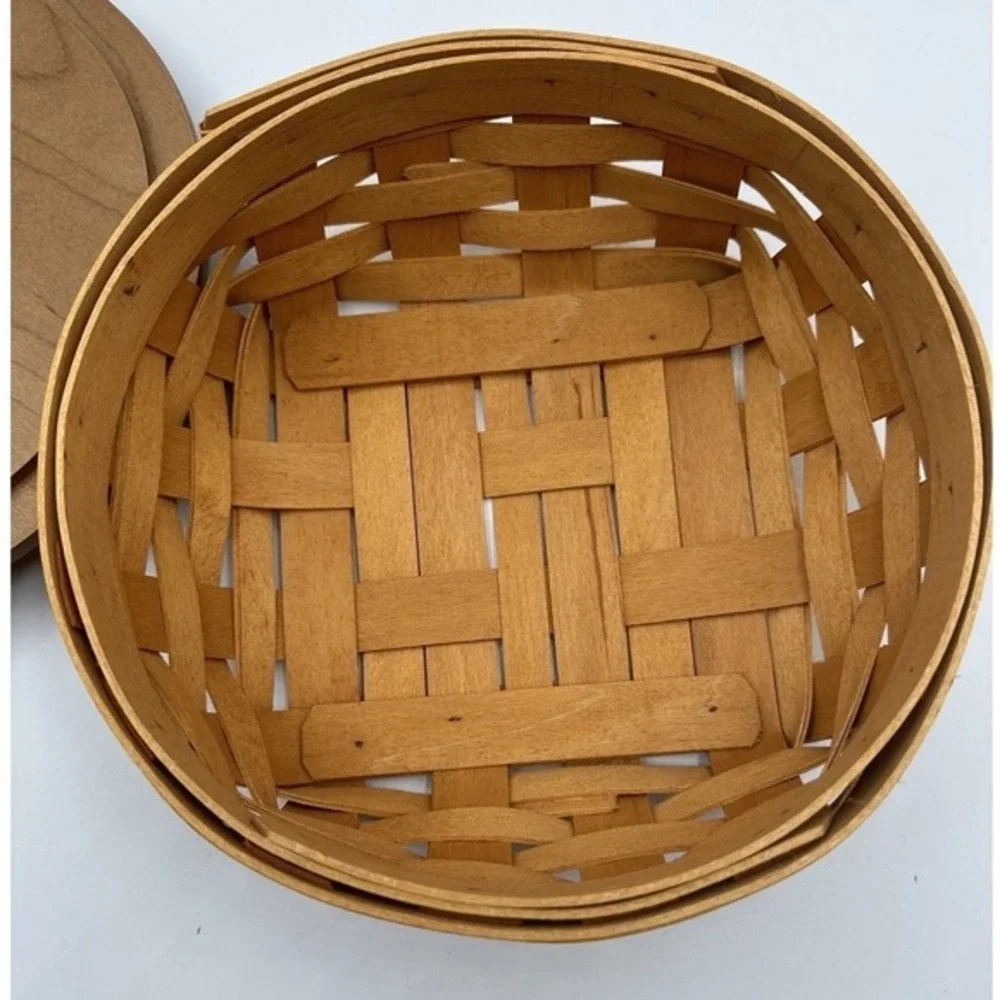 Longaberger 2001 Handwoven Oval Basket WoodCrafts Lid Vintage Cottagcore Chic 18